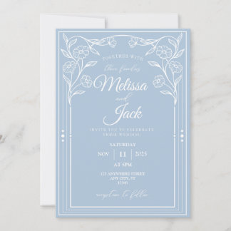 Einladung zur Hochzeit in Weiß und Blau