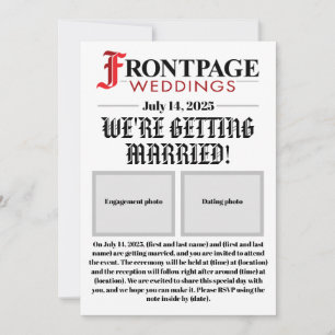 Einladung zur Hochzeit in Zeitungen