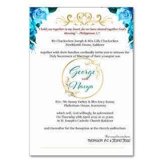 Einladung zur Hochzeit - indisches Blumendesign Tischnummer