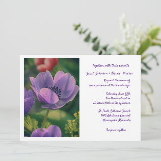 Einladung zur Hochzeit lila Blume