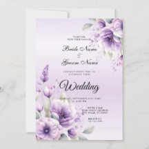 Einladung zur Hochzeit Lila Blumen