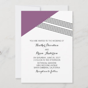 Einladung zur Hochzeit lila geometrischer Streifen