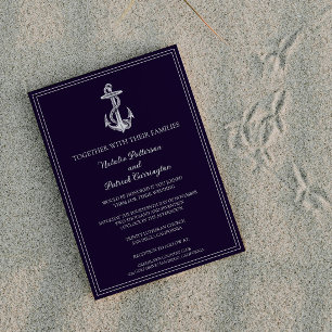Einladung zur Hochzeit lila Nautik