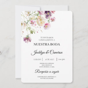 Einladung zur Hochzeit lila Spanischer Flora