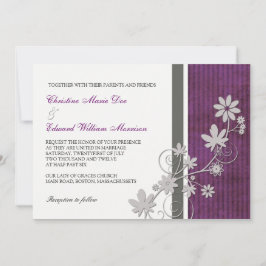 Einladung zur Hochzeit lila und kohlehaltiger Blum