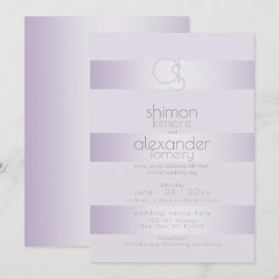 Einladung zur Hochzeit   Lilac Shimmer Stripe Mono