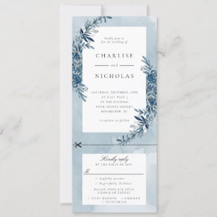 Einladung zur Hochzeit mit blauem Aquarell w uAwg