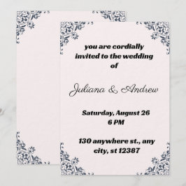Einladung zur Hochzeit mit eleganten Eckdesigns