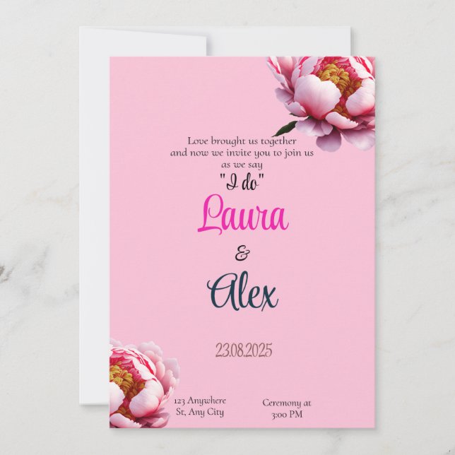 Einladung zur Hochzeit mit floraler Inspiration (Vorderseite)