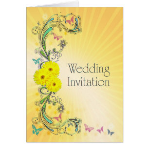 Einladung zur Hochzeit mit gelben Blumen