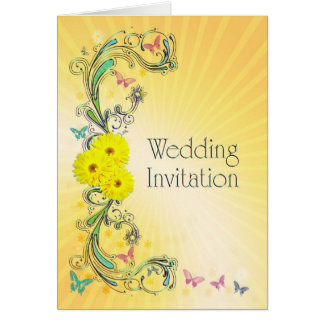 Einladung zur Hochzeit mit gelben Blumen