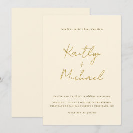 Einladung zur Hochzeit mit Gold & Creme Moderne Ha