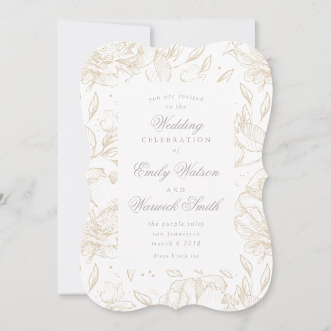 Einladung zur Hochzeit mit goldener Hand (Vorderseite)