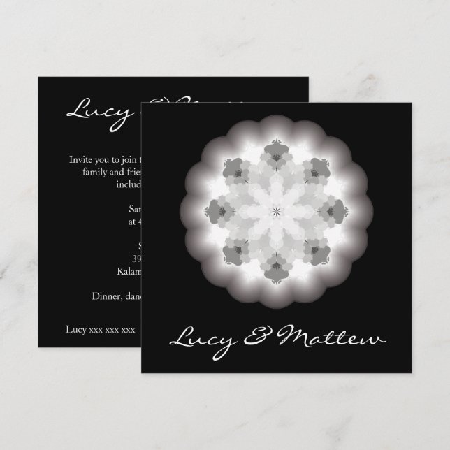 Einladung zur Hochzeit mit Mandala Illustration (Vorne/Hinten)