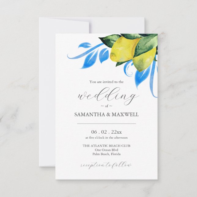 Einladung zur Hochzeit mit QR-Code Botanischer Zit (Vorderseite)