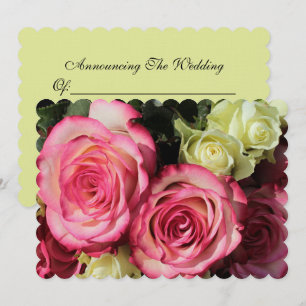 Einladung zur Hochzeit mit rosa-gelben Rosen