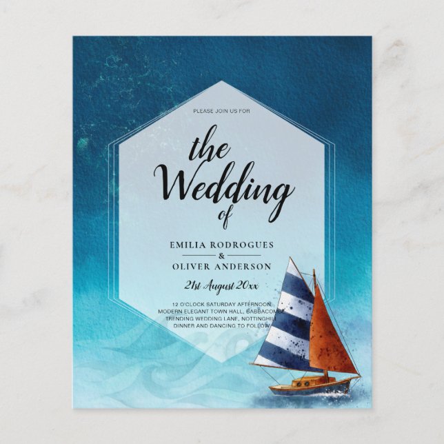 Einladung zur Hochzeit mit Segelboot Flyer (Vorne)