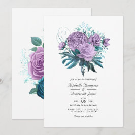 Einladung zur Hochzeit mit Türkis und Lavendel