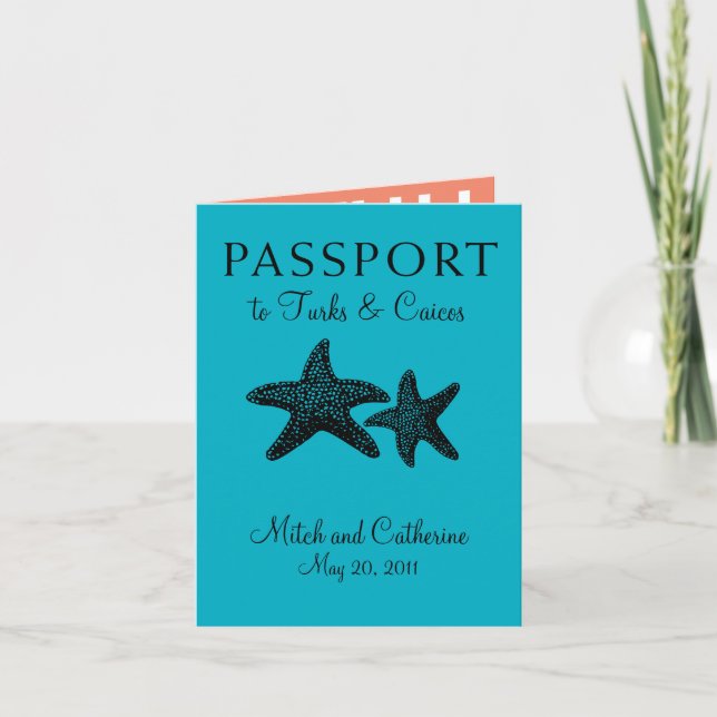 Einladung zur Hochzeit mit Turks & Caicos Passport (Vorderseite)