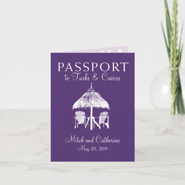 Einladung zur Hochzeit mit Turks & Caicos Passport (Vorderseite)