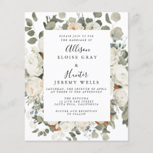 Einladung zur Hochzeit mit weißer Blume