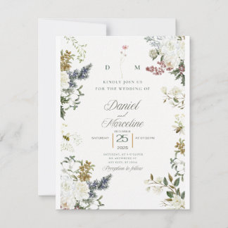 Einladung zur Hochzeit mit weißer Blume - Save the