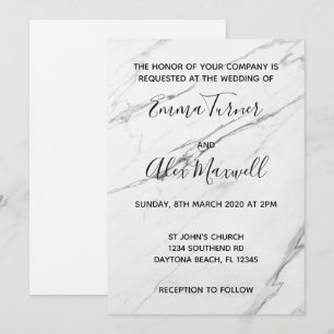 Einladung zur Hochzeit   Modern White Marble Scrip