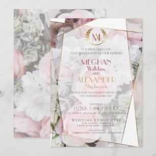 Einladung zur Hochzeit   Moderne geometrische Rose