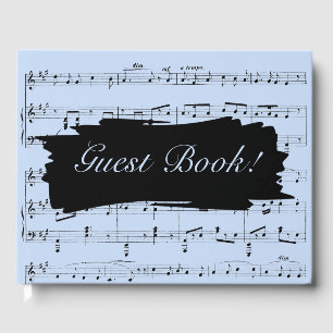Einladung zur Hochzeit moderner Schwarz-Blau-Musik Gästebuch