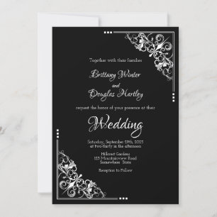 Einladung zur Hochzeit Modernes Schwarz und Weiß
