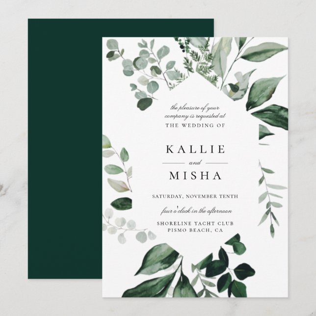 Einladung zur Hochzeit natürlicher botanischer geo (Vorne/Hinten)