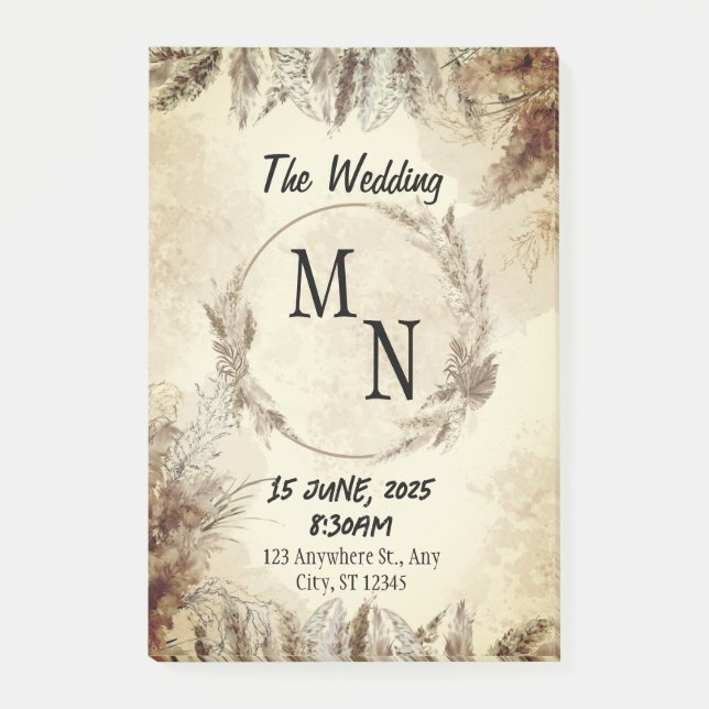 Einladung zur Hochzeit Post-it Klebezettel (Vorderseite)