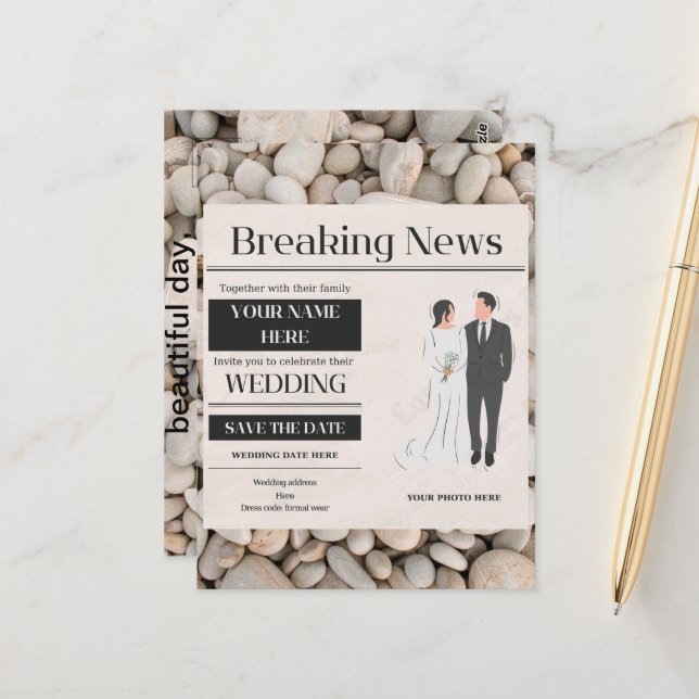 Einladung zur Hochzeit Postkarte (Vorderseite/Rückseite Beispiel)