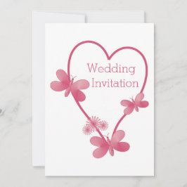 Einladung zur Hochzeit Rosa Herz und Schmetterling