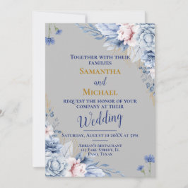 Einladung zur Hochzeit: Silber, Blume, uAwg, QR