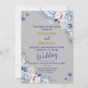 Einladung zur Hochzeit: Silber, Blume, uAwg, QR