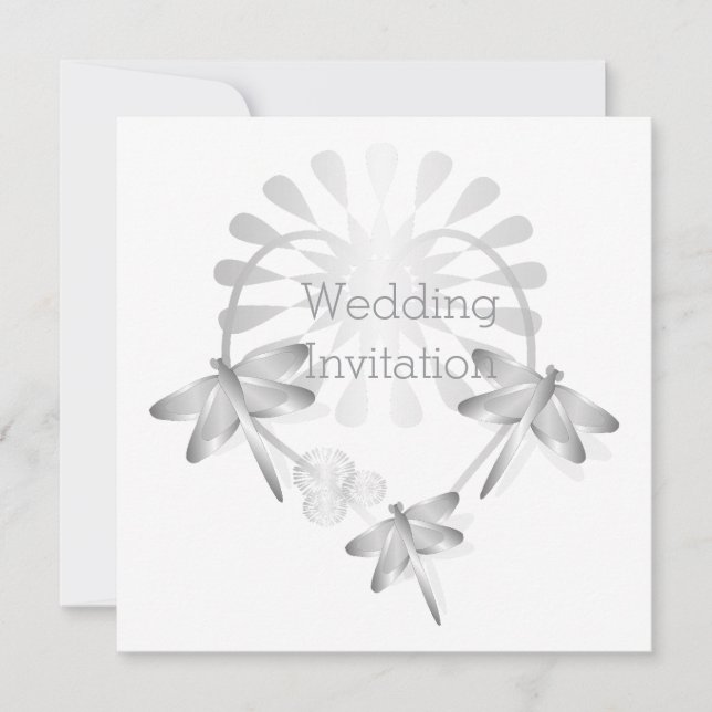 Einladung zur Hochzeit Silberdrachenfliegen Herz (Vorderseite)