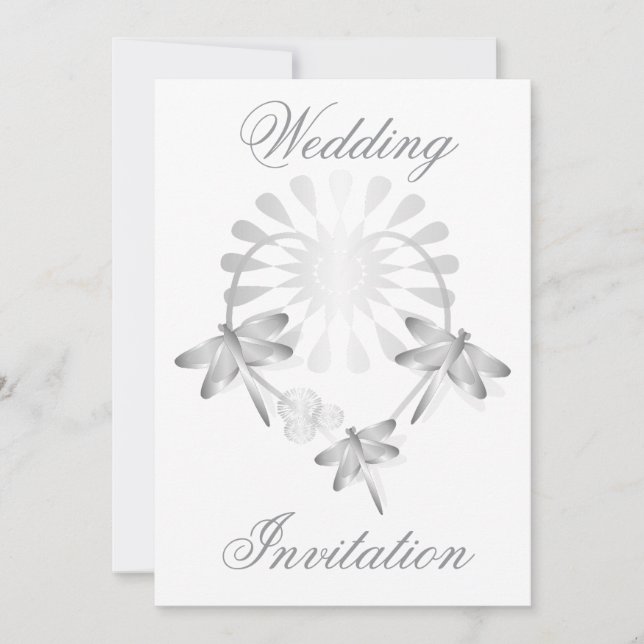 Einladung zur Hochzeit Silberdrachenfliegen Herz (Vorderseite)