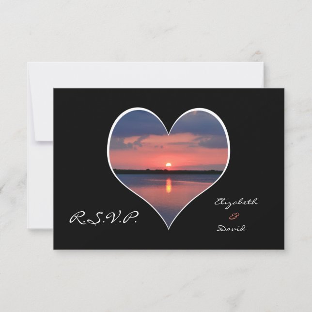 Einladung zur Hochzeit - Sonnenuntergang im Herzen (Vorderseite)