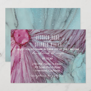 Einladung zur Hochzeit Türkis und Lavendel