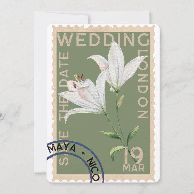 Einladung zur Hochzeit Vintager Briefmarke (Vorderseite)
