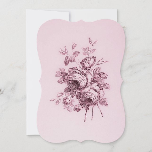 Einladung zur Hochzeit Vintager Rose (Vorderseite)