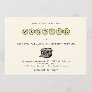 Einladung zur Hochzeit Vintager Schreibmaschine