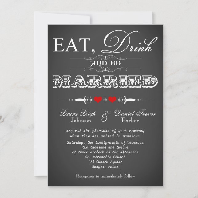 Einladung zur Hochzeit Vintager Typografie 10 (Vorderseite)