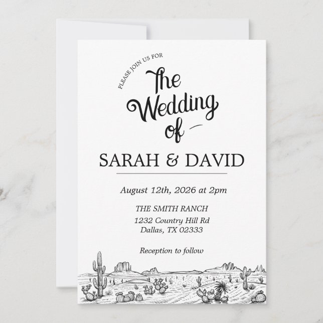 Einladung zur Hochzeit Vintager Western (Vorderseite)