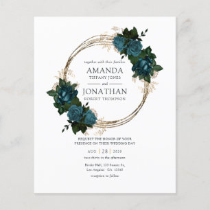 Einladung zur Hochzeit von aquamarinen und Gold-Fl Flyer