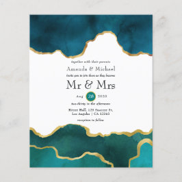 Einladung zur Hochzeit von aquamarinen und Gold Ge Flyer