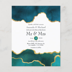 Einladung zur Hochzeit von aquamarinen und Gold Ge Flyer