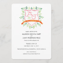 Einladung zur Hochzeit von Aquarellen mit Wappen M