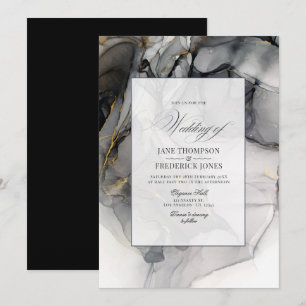 Einladung zur Hochzeit von Black and Gold Alcohol
